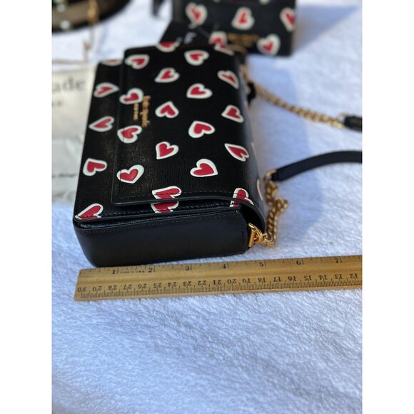 Kate Spade Morgan Stencil Hearts Flap Chain Wallet Crossbody KE350 - Picture 15 of 16